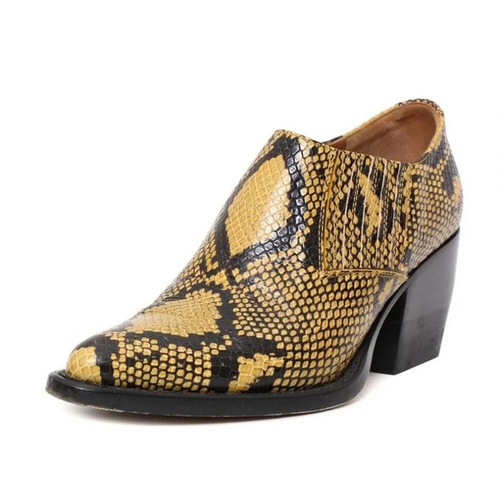 CHLOÉ Rylee Python-Print leather low boot sz 37 - Picture 4 of 8